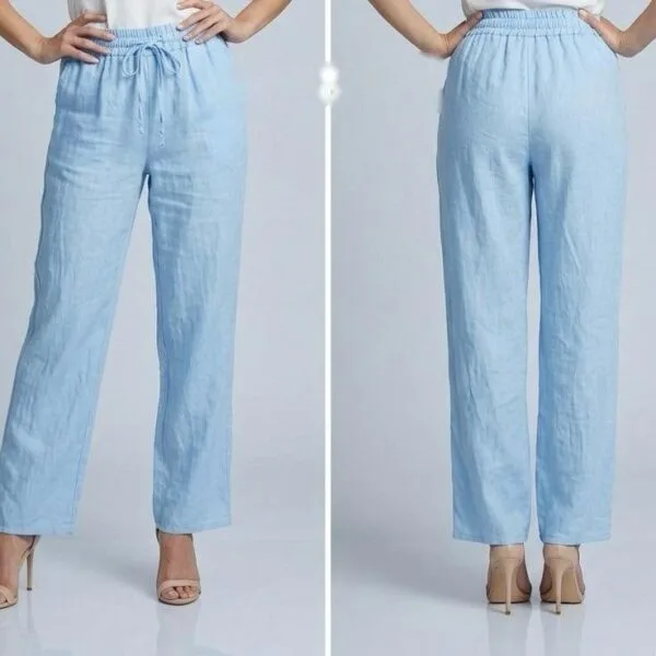 Cerulean Linen Palazzo Trousers
