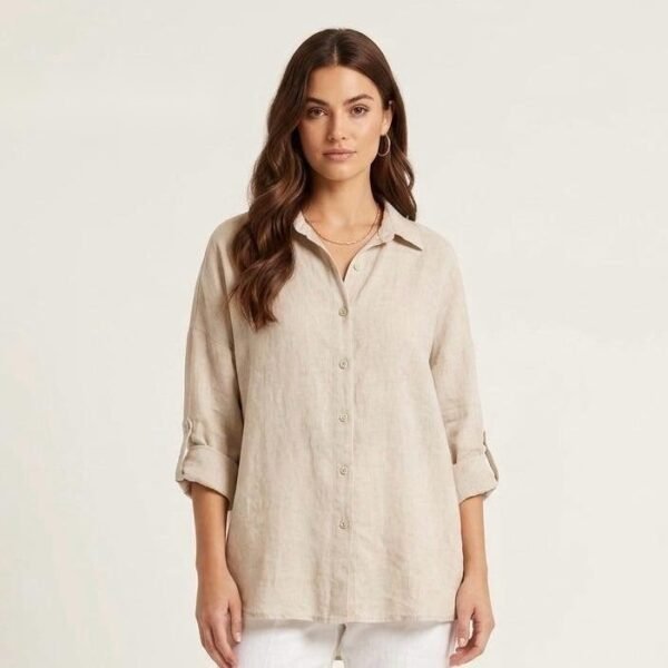 Natural Linen Relaxed Button Shirt