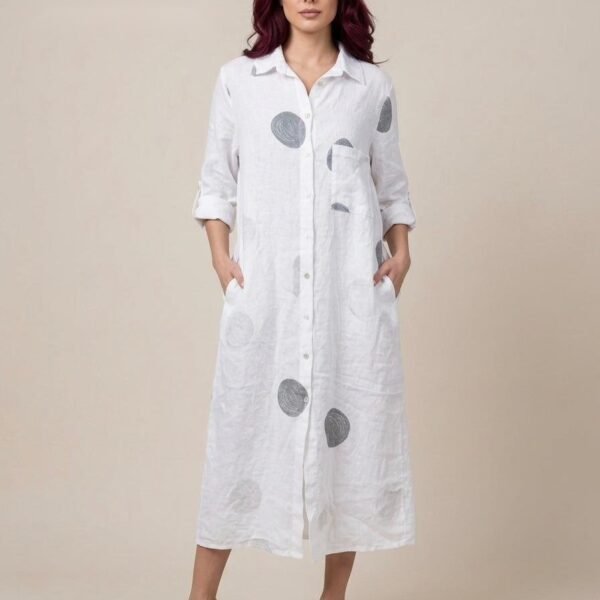 Lunar Phase Linen Shirt Dress