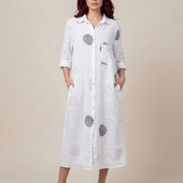 Lunar Phase Linen Shirt Dress