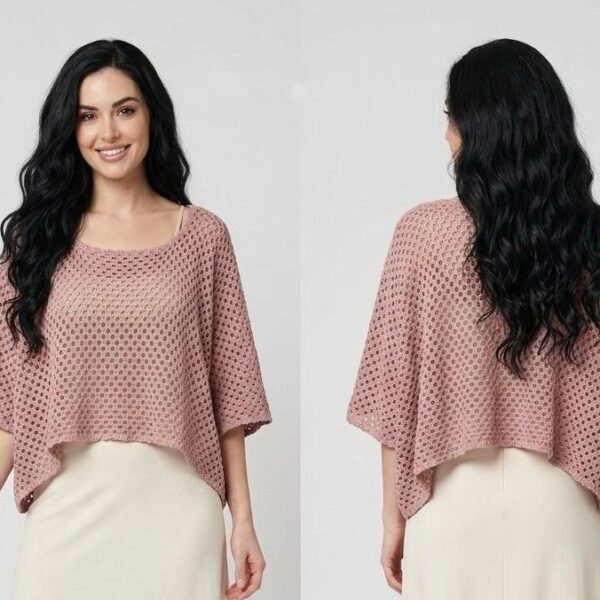 Dusty Rose Textured Linen Poncho Top
