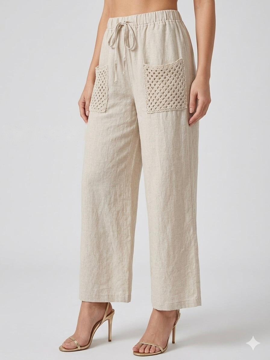 Amalfi Crochet Pocket Linen Trousers