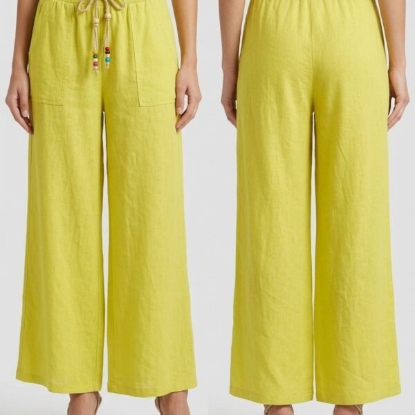 Limone Linen Wide-Leg Drawstring Trouser