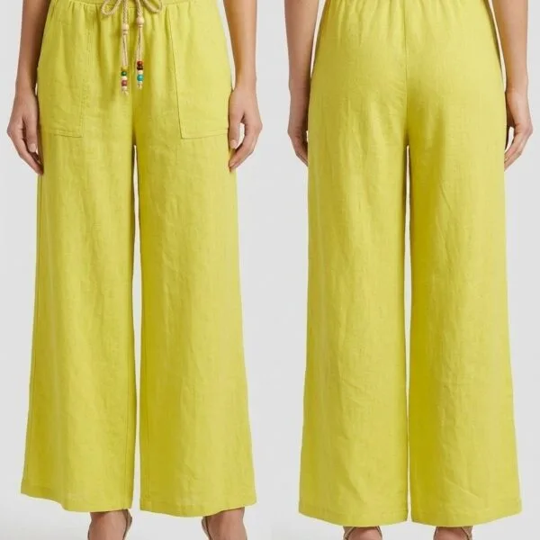 Limone Linen Wide-Leg Drawstring Trouser