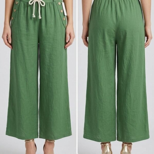 Sage Linen Drawstring Culotte Pants