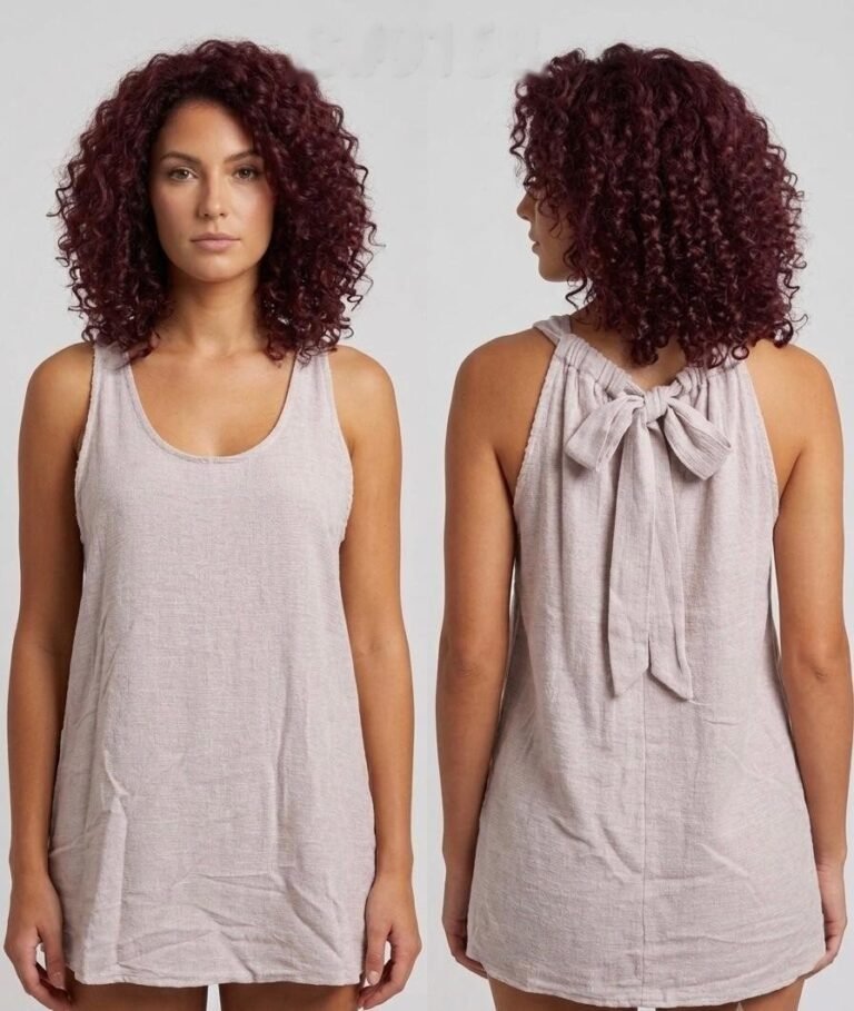 Burgundy Linen Bow-Back Tank Top
