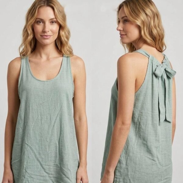 Sage Linen Back-Tie Tank