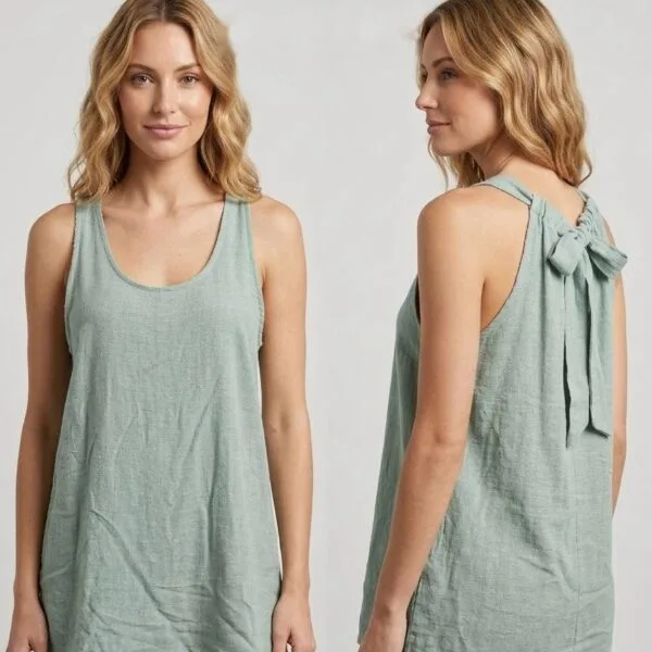 Sage Linen Back-Tie Tank
