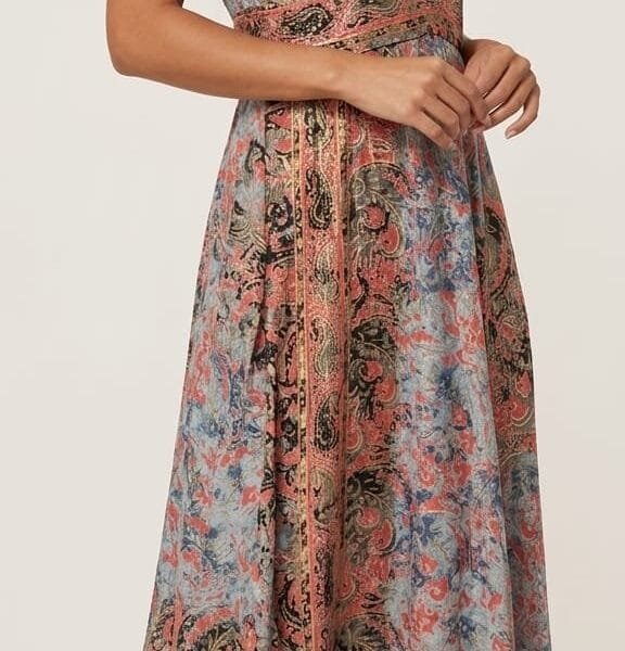 Dusty Blue Cold-Shoulder Maxi Dress