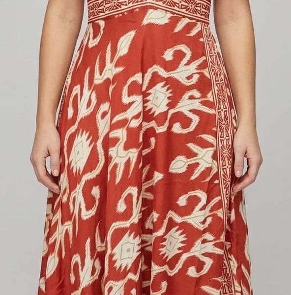 Rust Red Cold-Shoulder Maxi Dress