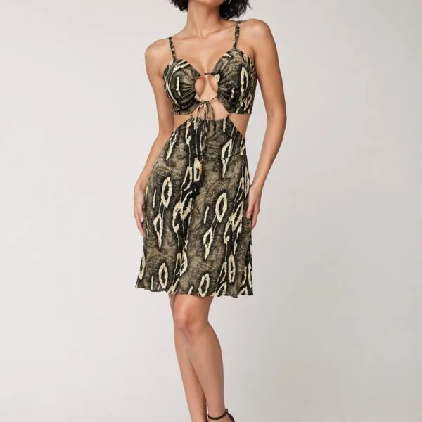 Khaki Olive Keyhole Cutout Cami Dress