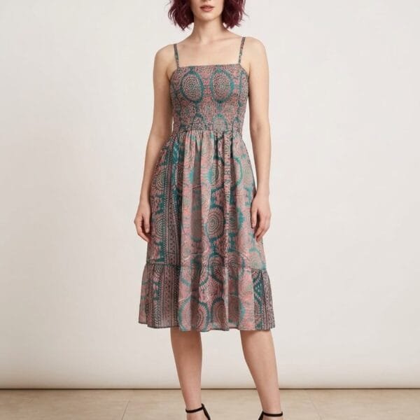 Rose Quartz Smocked Midi Sundress
