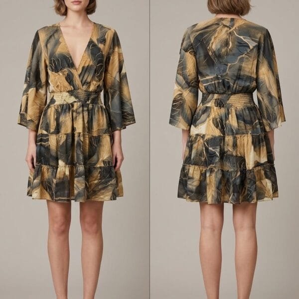 Sand Noir Kimono-Sleeve Mini Dress