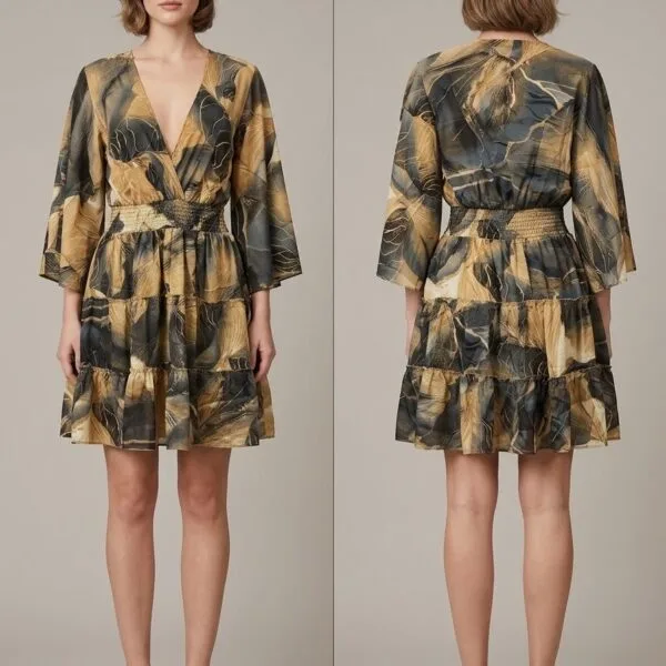 Sand Noir Kimono-Sleeve Mini Dress