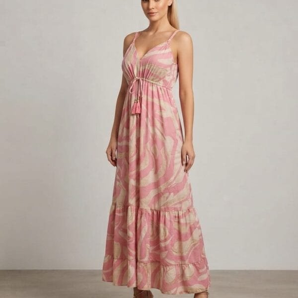 Rosewater Tassel Tie Maxi Dress