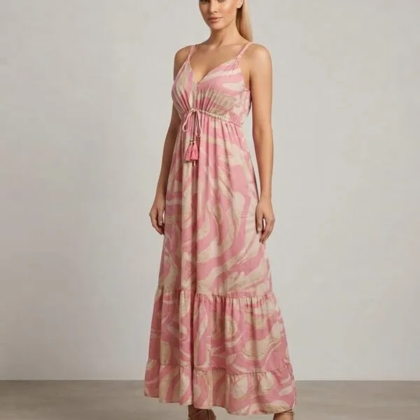 Rosewater Tassel Tie Maxi Dress