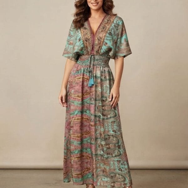 Dusty Sage Kimono Maxi Dress