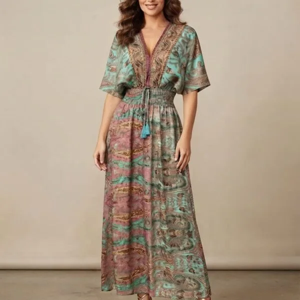 Dusty Sage Kimono Maxi Dress