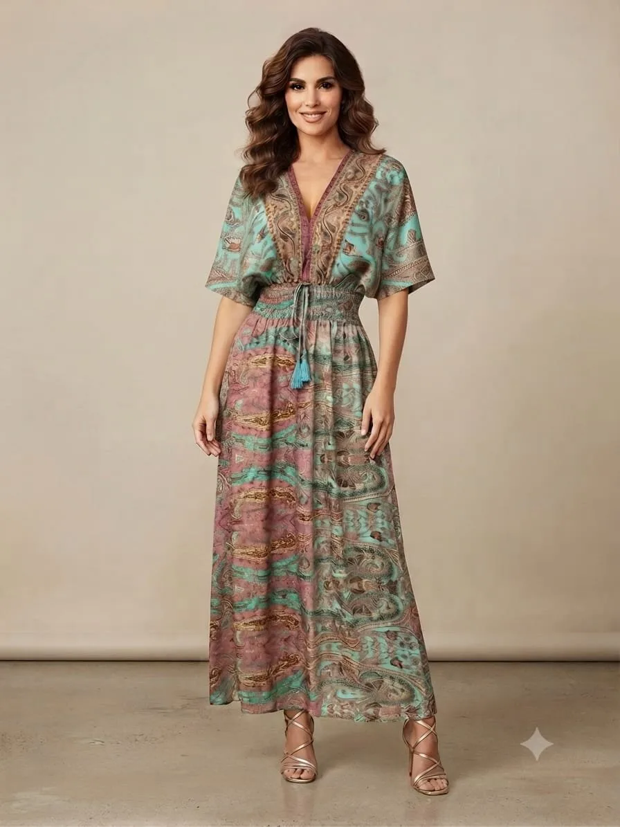 Dusty Sage Kimono Maxi Dress