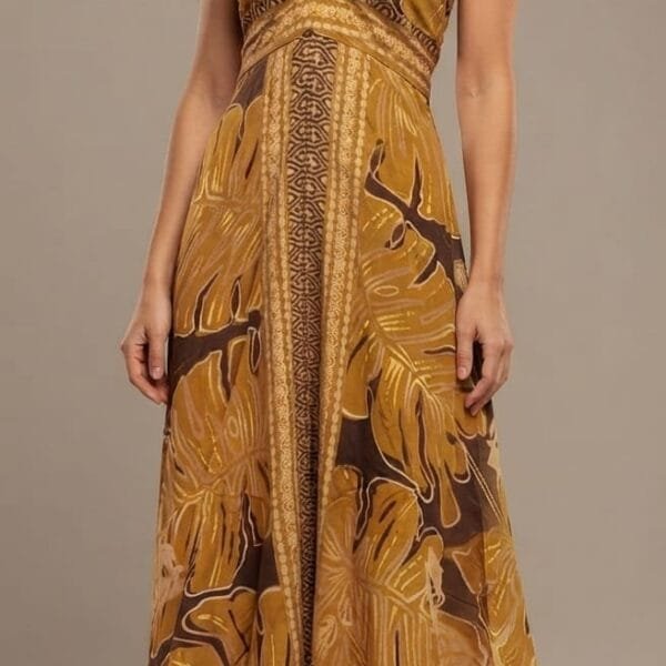 Golden Monarch Halter Embroidered Maxi Dress